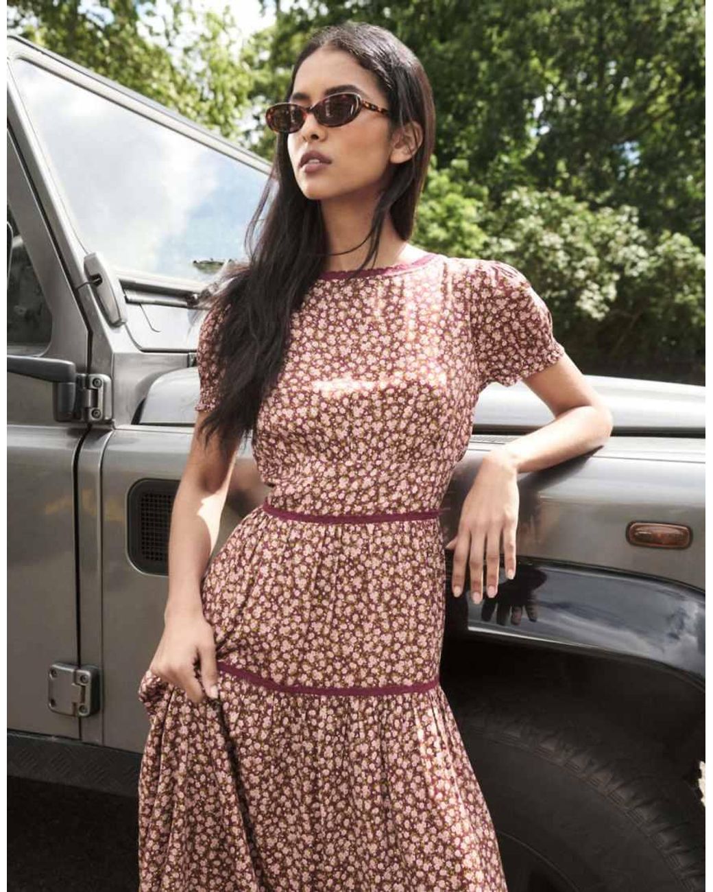 Nobody's Child Natural Floral Tie Dara Midi Dress
