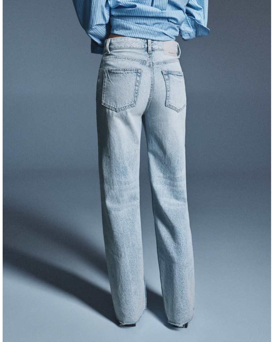Pull&Bear Blue Straight Wide-leg Jeans
