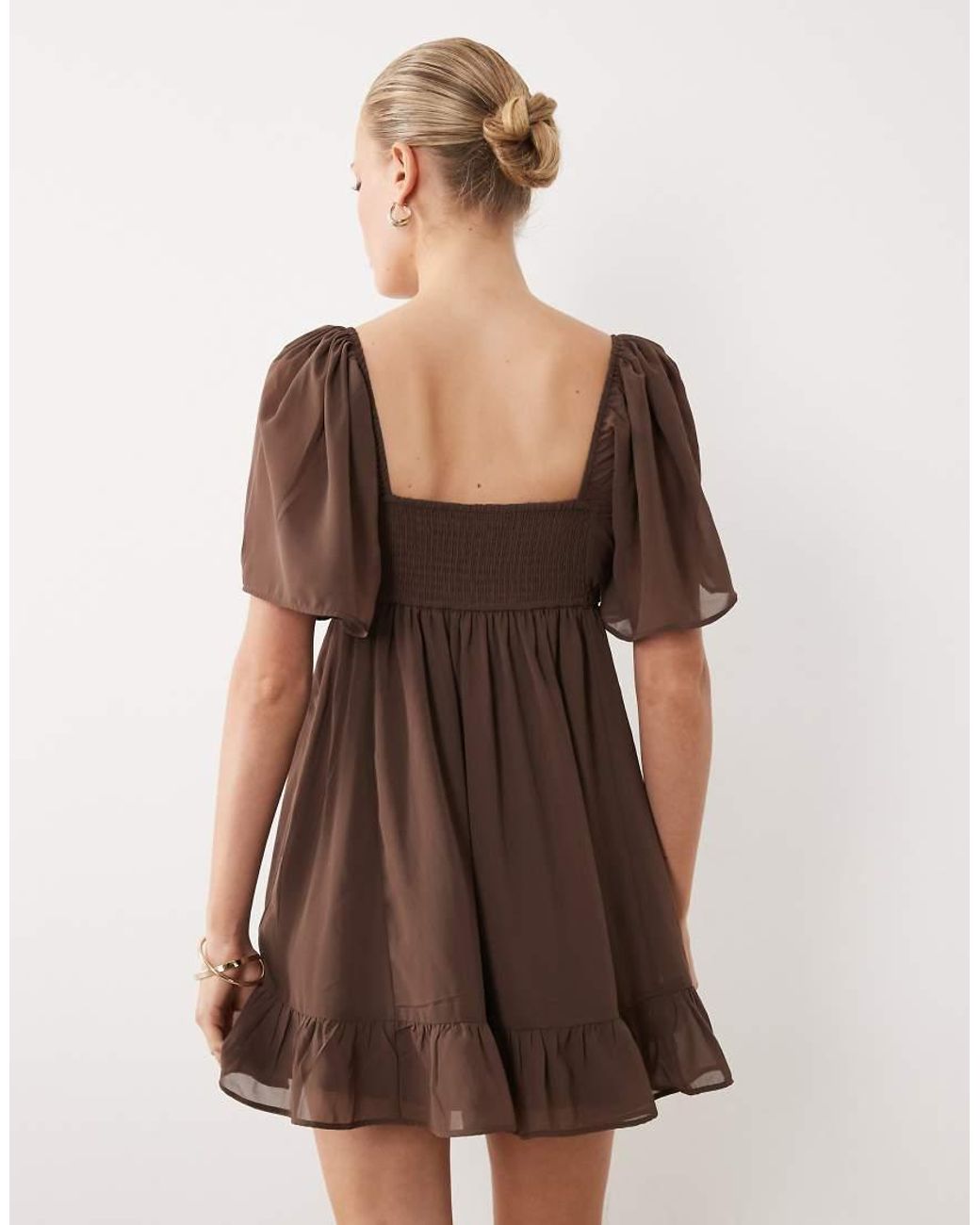 Abercrombie & Fitch Brown Floaty Mini Babydoll Dress