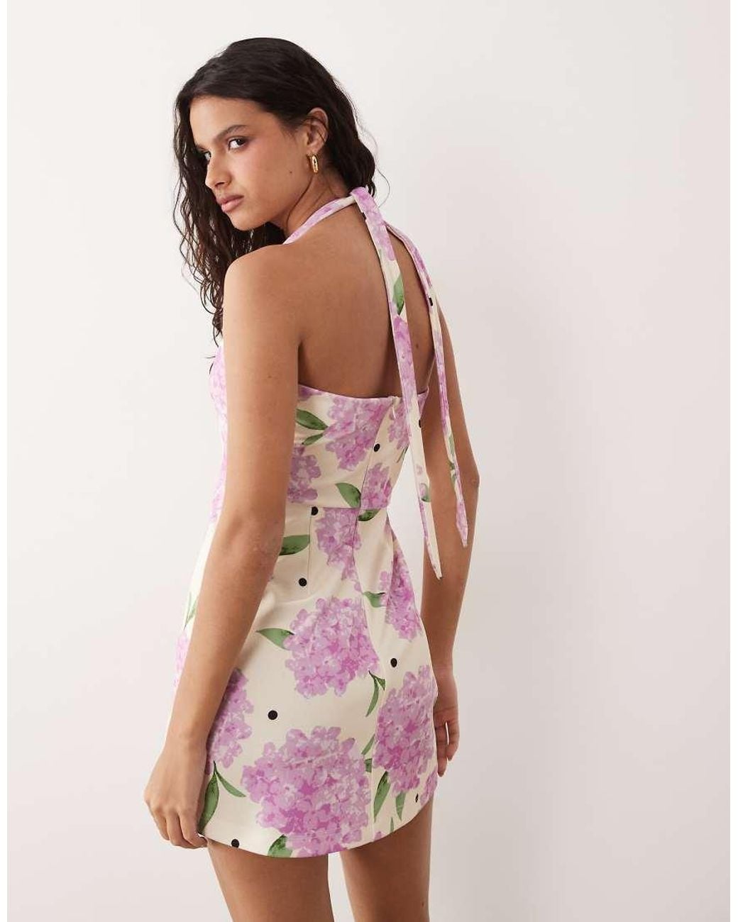 New Look Yellow Polka Dot Halter Mini Dress