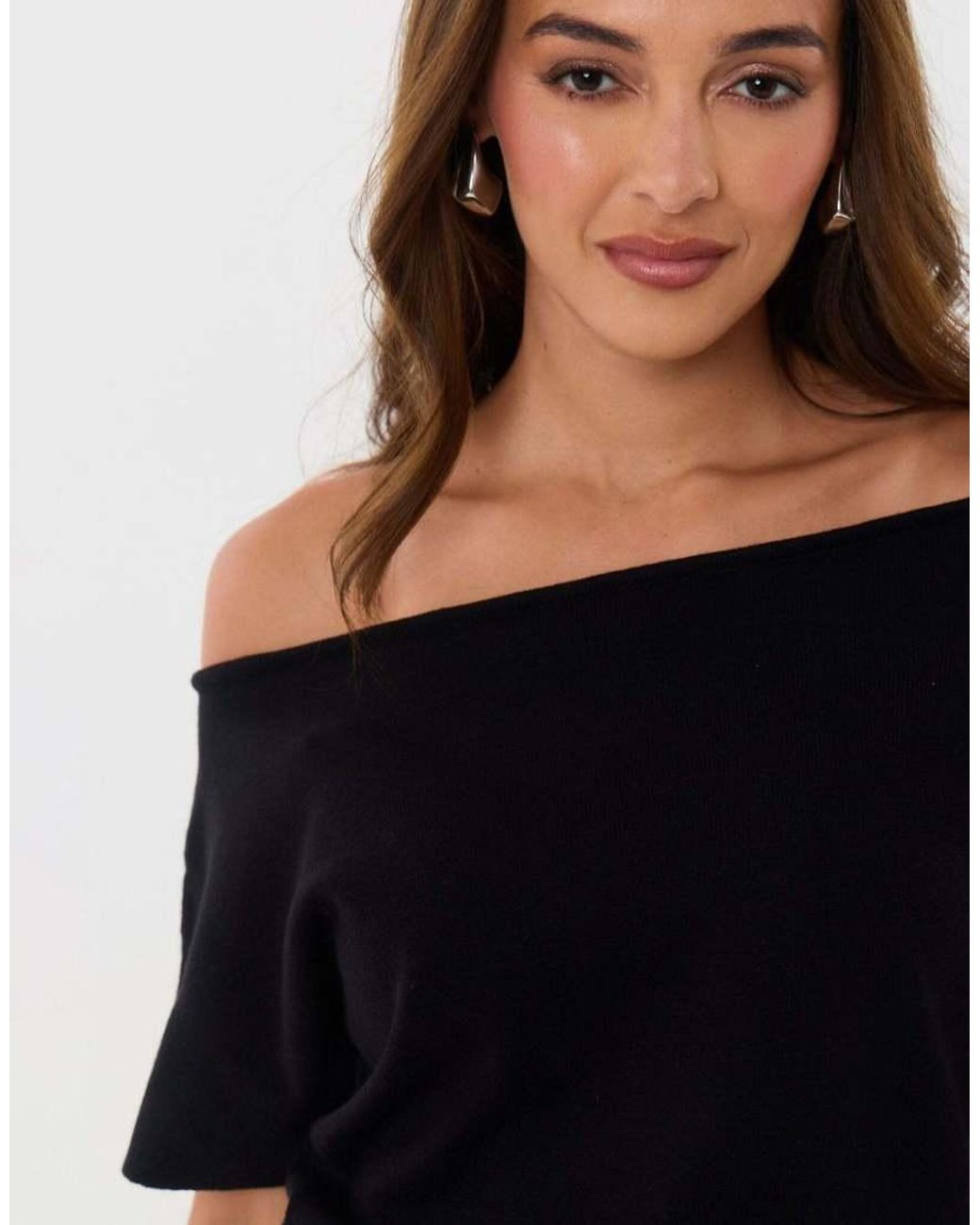 Threadbare Black Short Sleeve Slash Neck Jumper