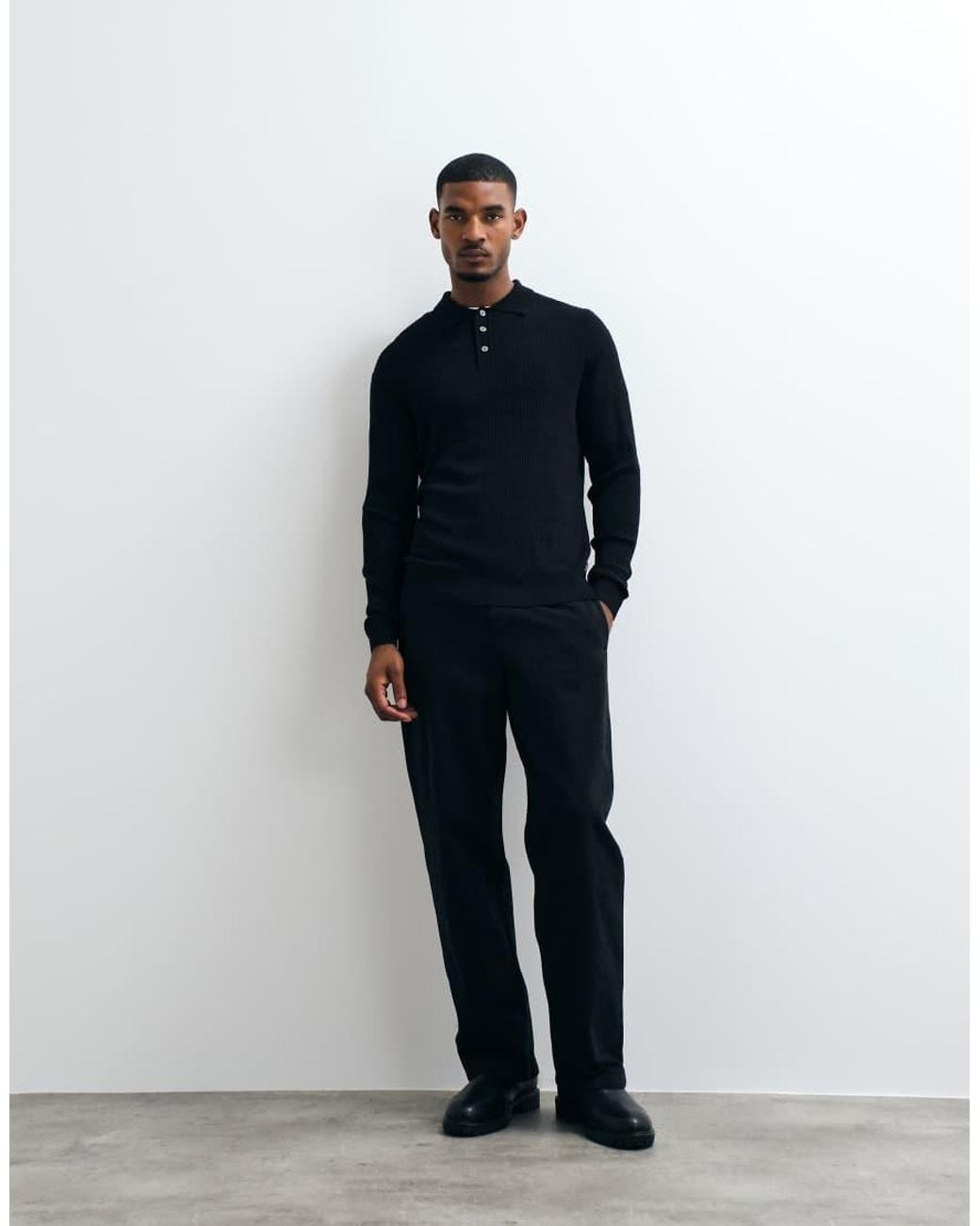 Jack & Jones Blue Button Down Ribbed Sweater for men