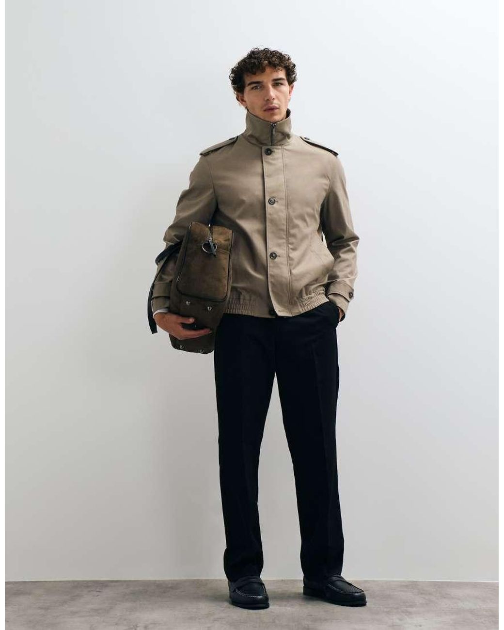 Trench Corto di Mango in Brown da Uomo