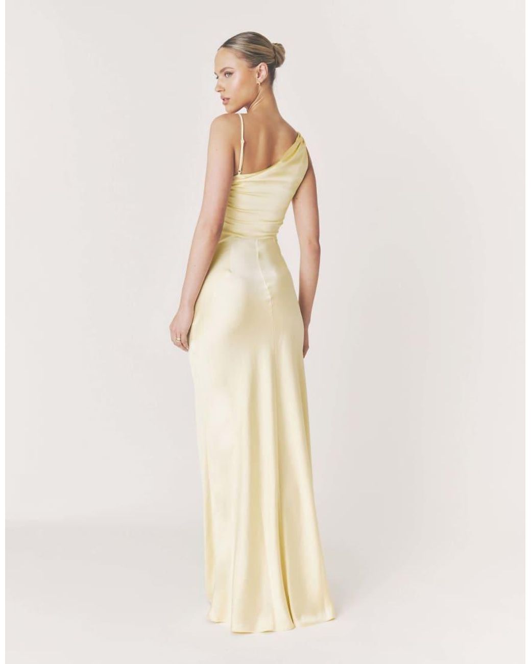 Six Stories Natural Cowl Asymmetrical Satin Bridesmaid Dress