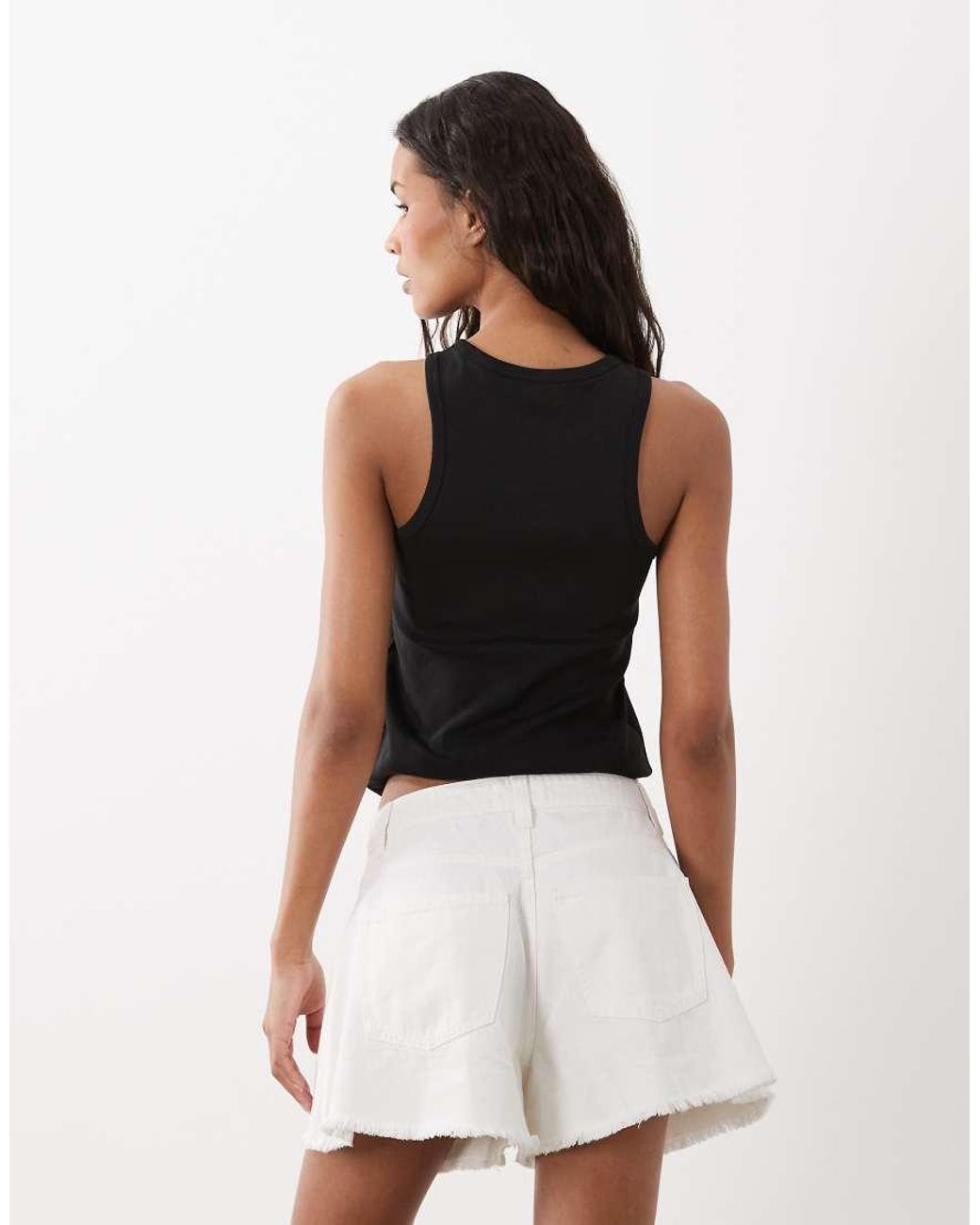 ASOS White Denim Frayed Hem Short
