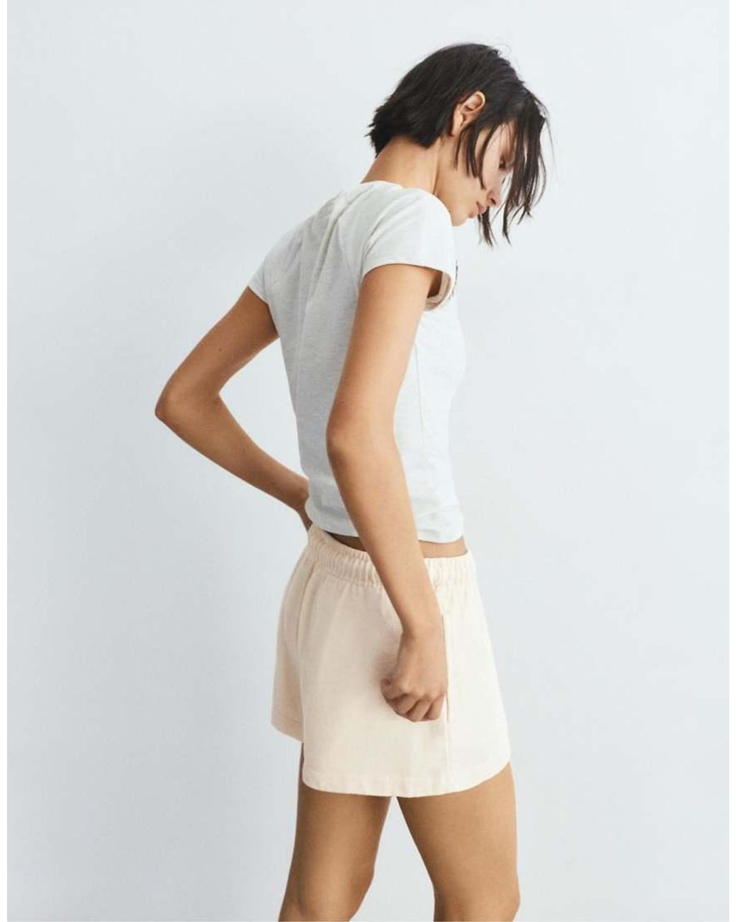 Pull&Bear White Sports Shorts With Elastic Waist