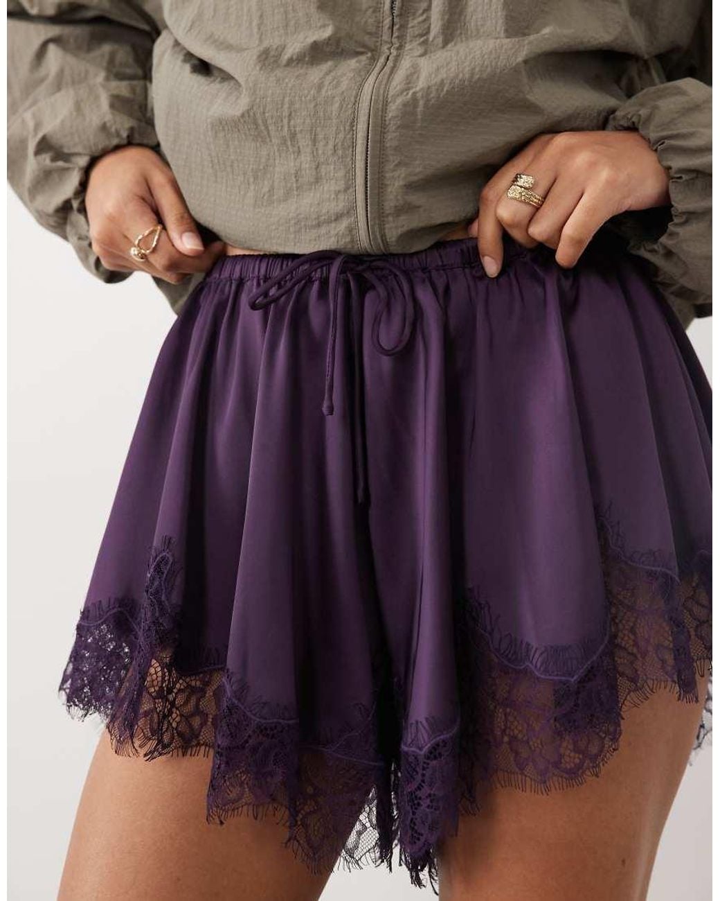 ASOS Brown Satin Drawstring Waist Floaty Shorts