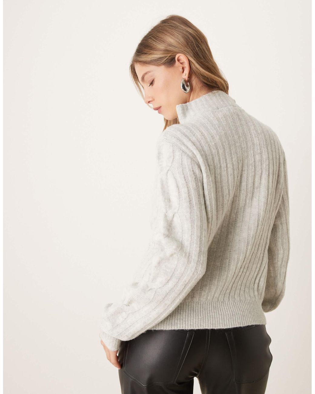 Pull torsadé à col zippé - clair Jdy en coloris Natural