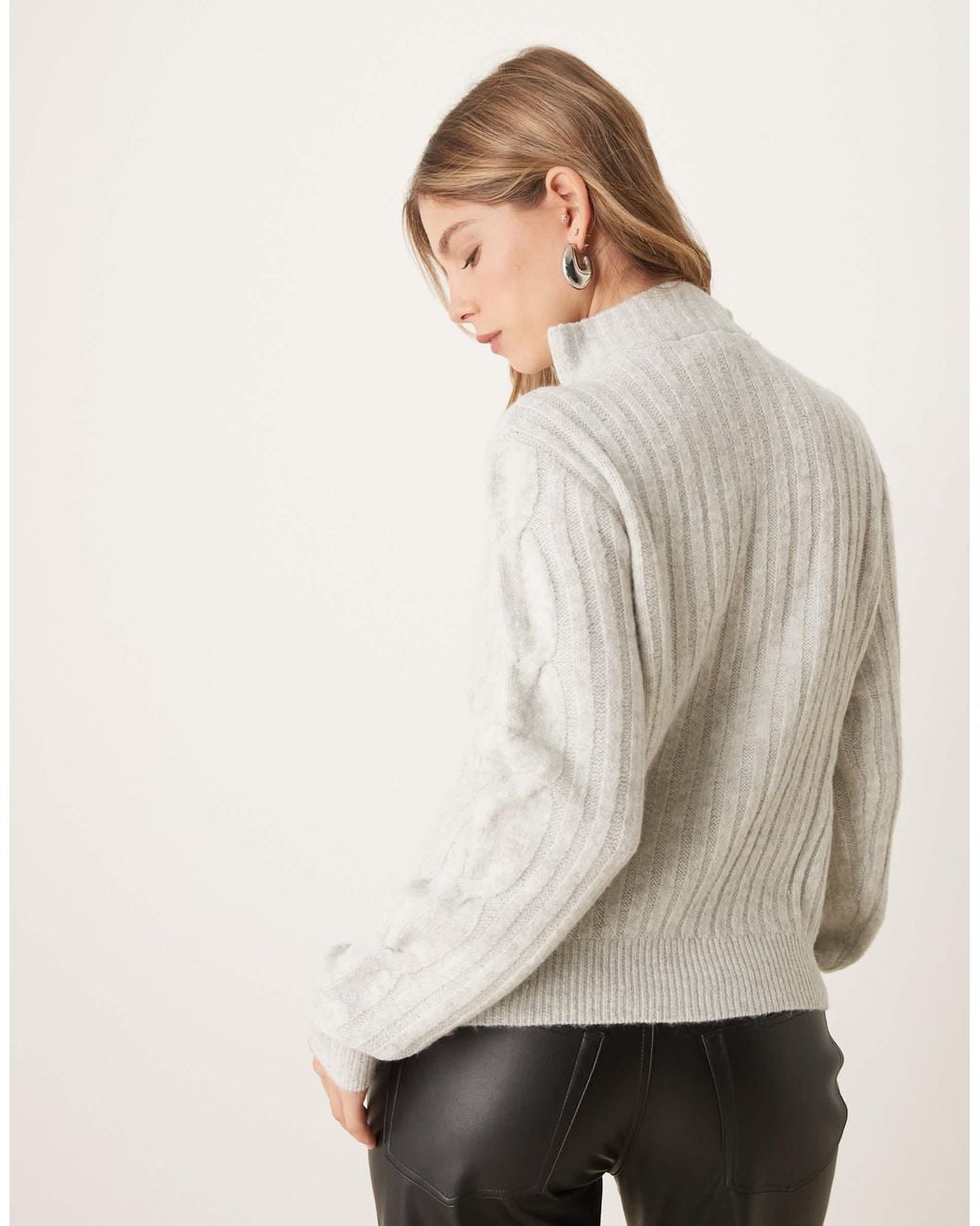 Jdy Natural Half Zip Cable Pullover Jumper
