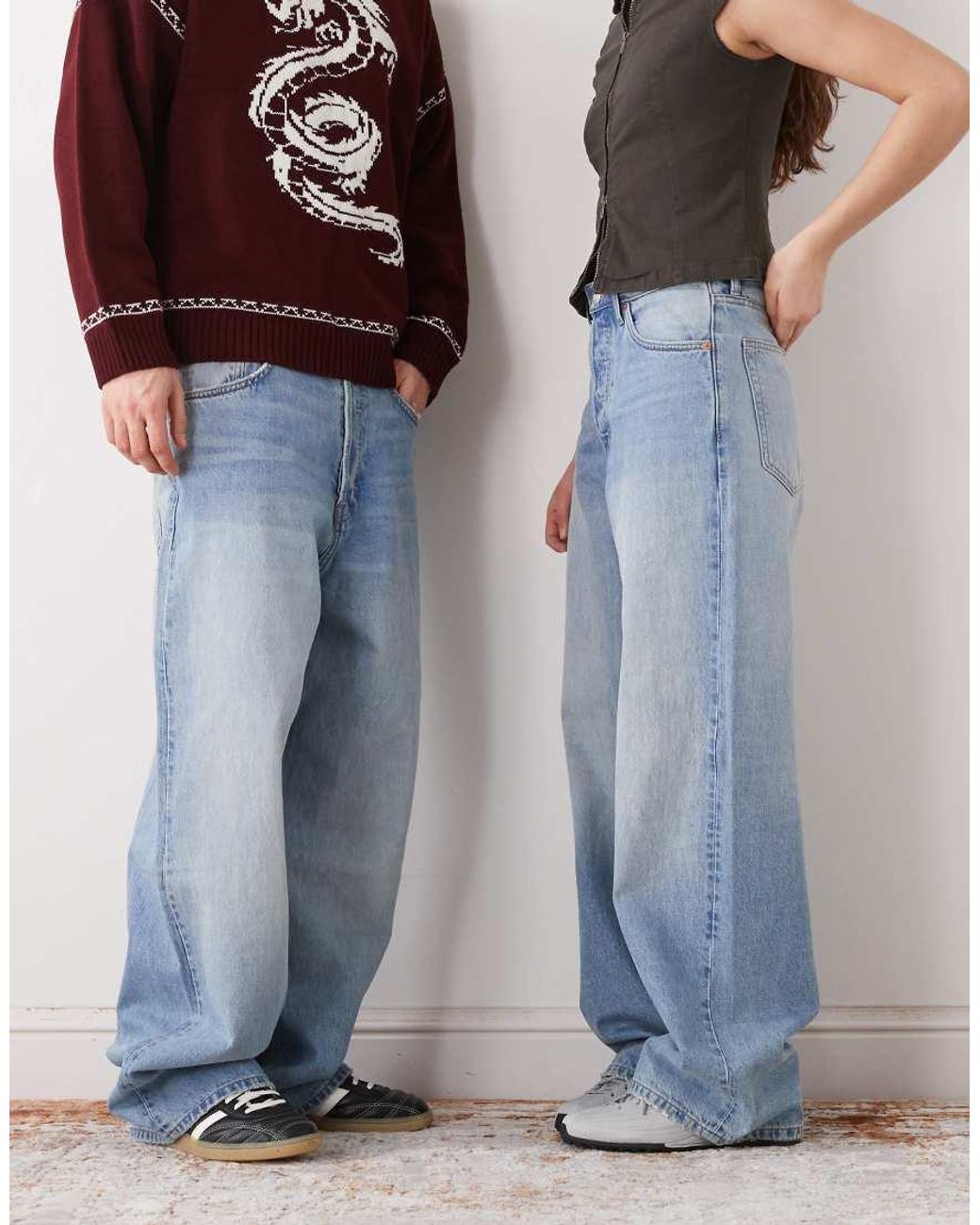 Weekday Blue Astro Low Rise Baggy Fit Jeans