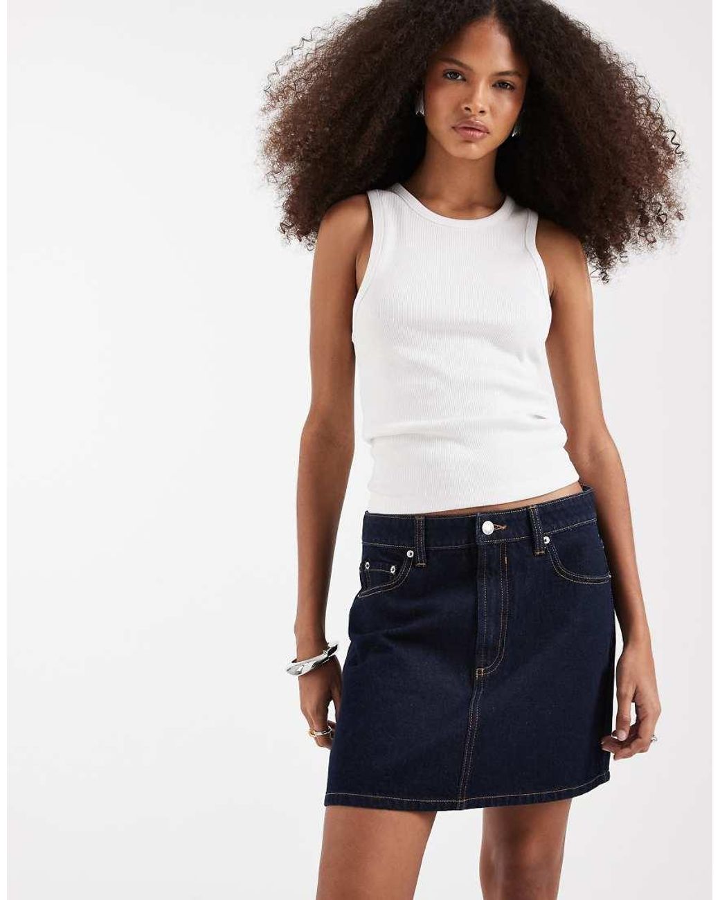 ASOS Blue High Waisted A Line Mini Skirt