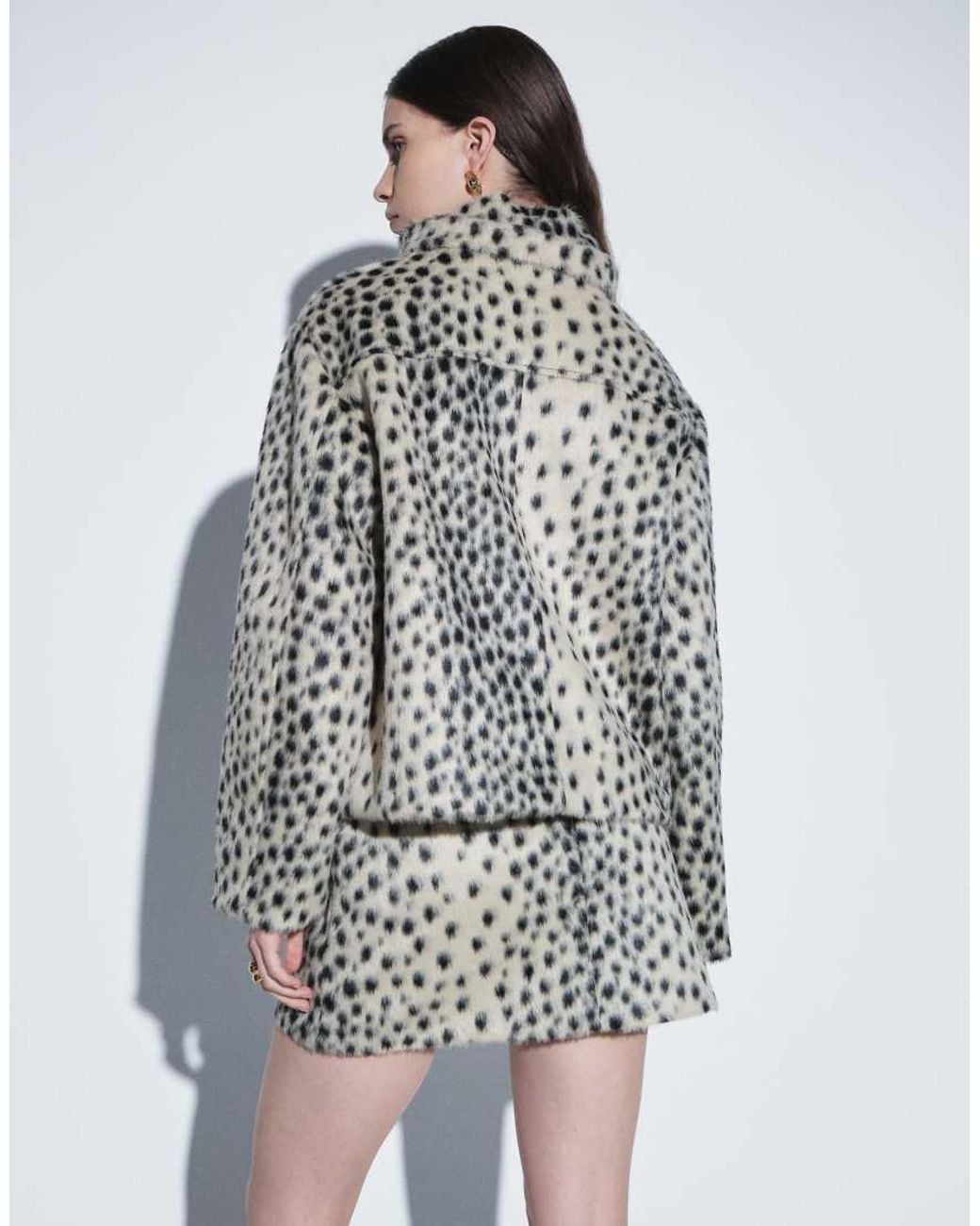 Gina Tricot White Faux Fur High Neck Jacket