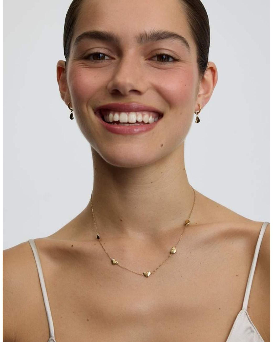 D.Louise Natural Waterproof Bubble Heart Multi Necklace – Tarnish-Free