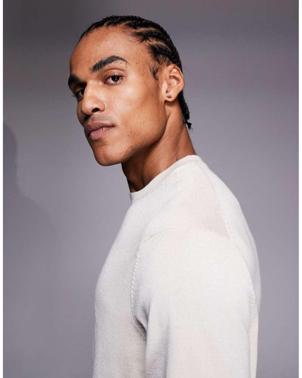 River Island Gray Long Sleeved Crew Neck Jumper for men