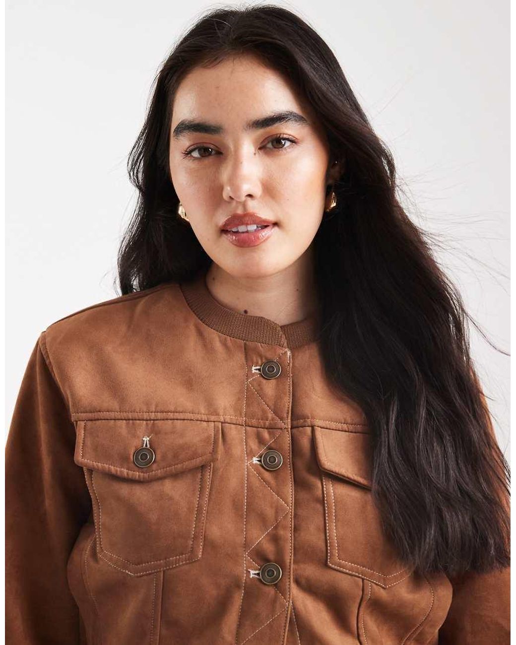 Cotton On Blue Sophia Faux Suede Bomber Jacket