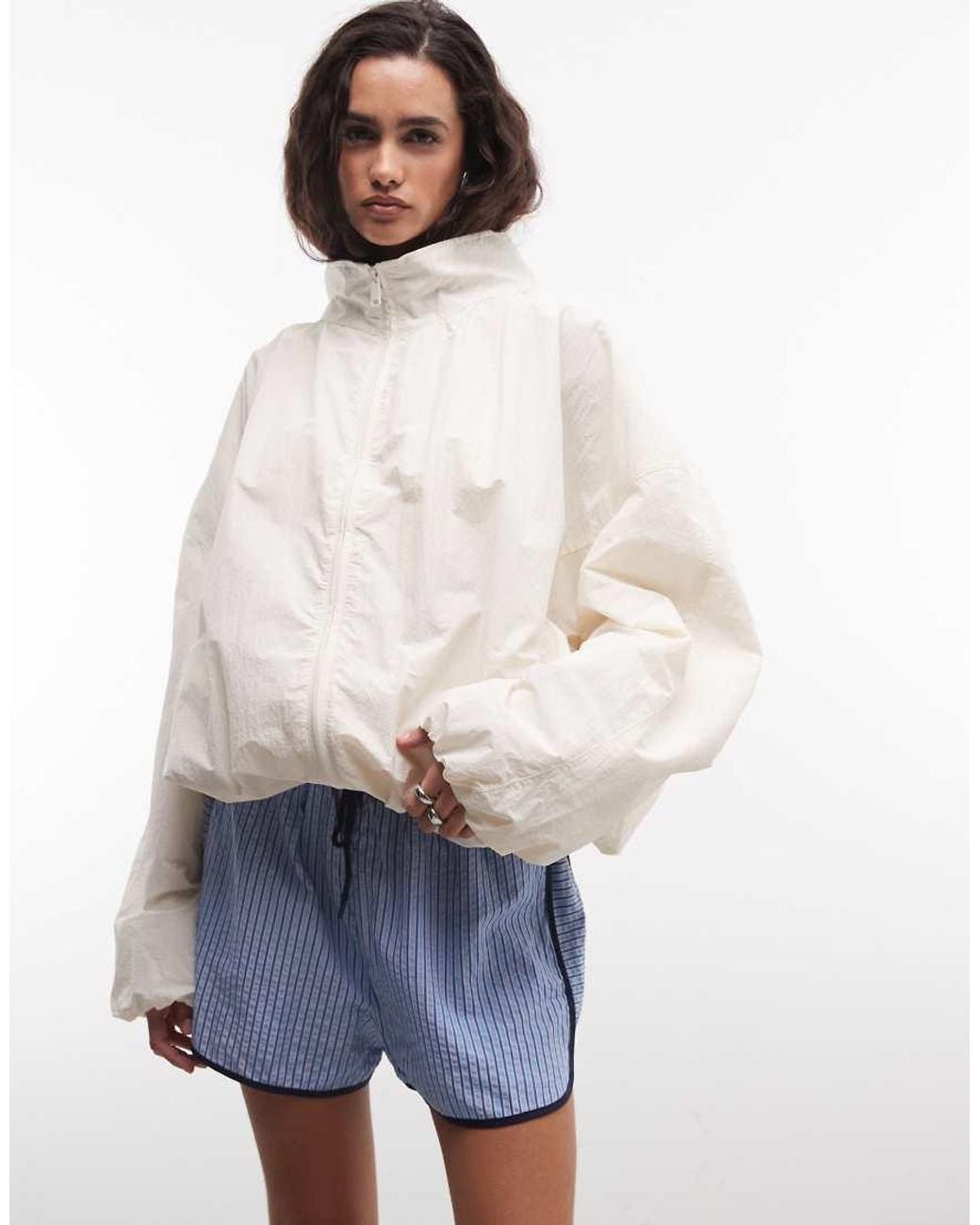 ASOS Blue Tipped Pull On Shorts With Tie