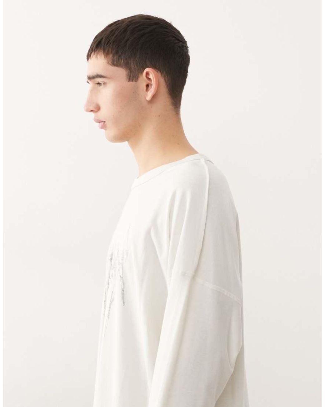 Weekday White Oversized Long Sleeve Graphic Top for men