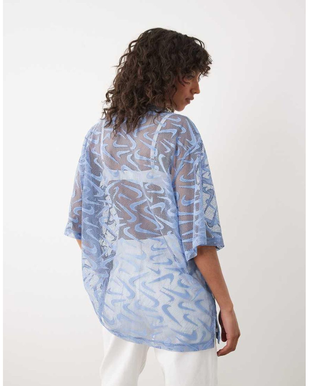 Nike Blue Chill Woven Lace Top