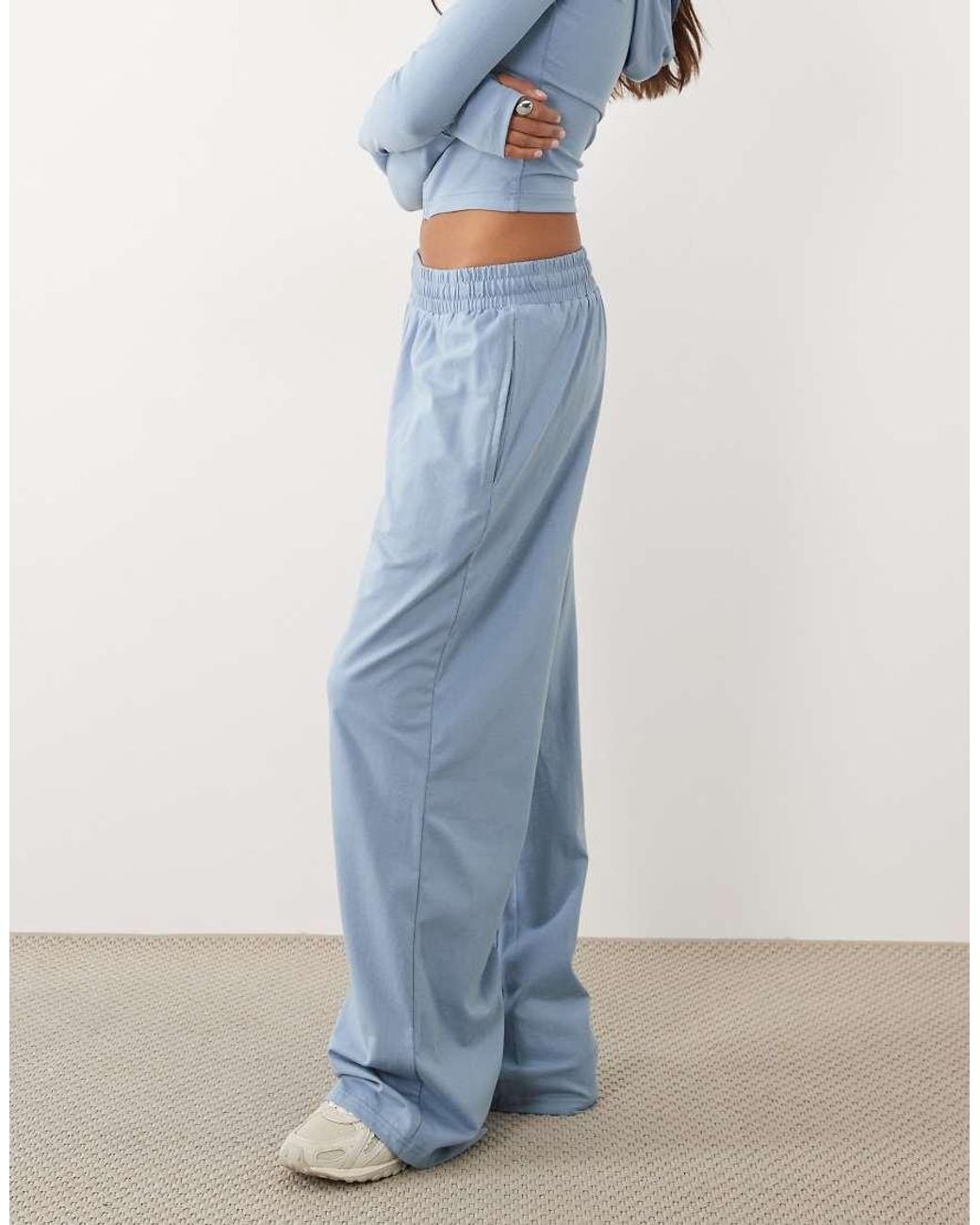 Kaiia Blue Cotton Rich Wide Leg Trackies