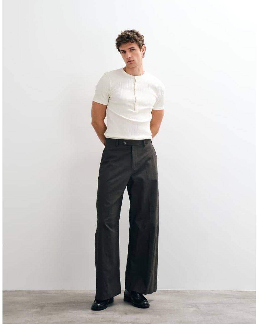 ASOS White Tailored 100% Cotton Barrel Leg Trousers for men