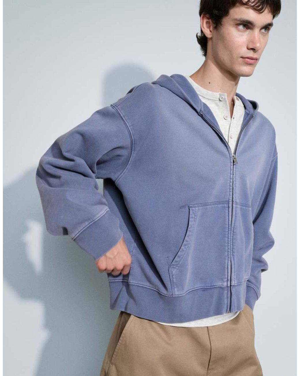 Weekday Blue Co-ord Boxy Fit Zip Hoodie for men