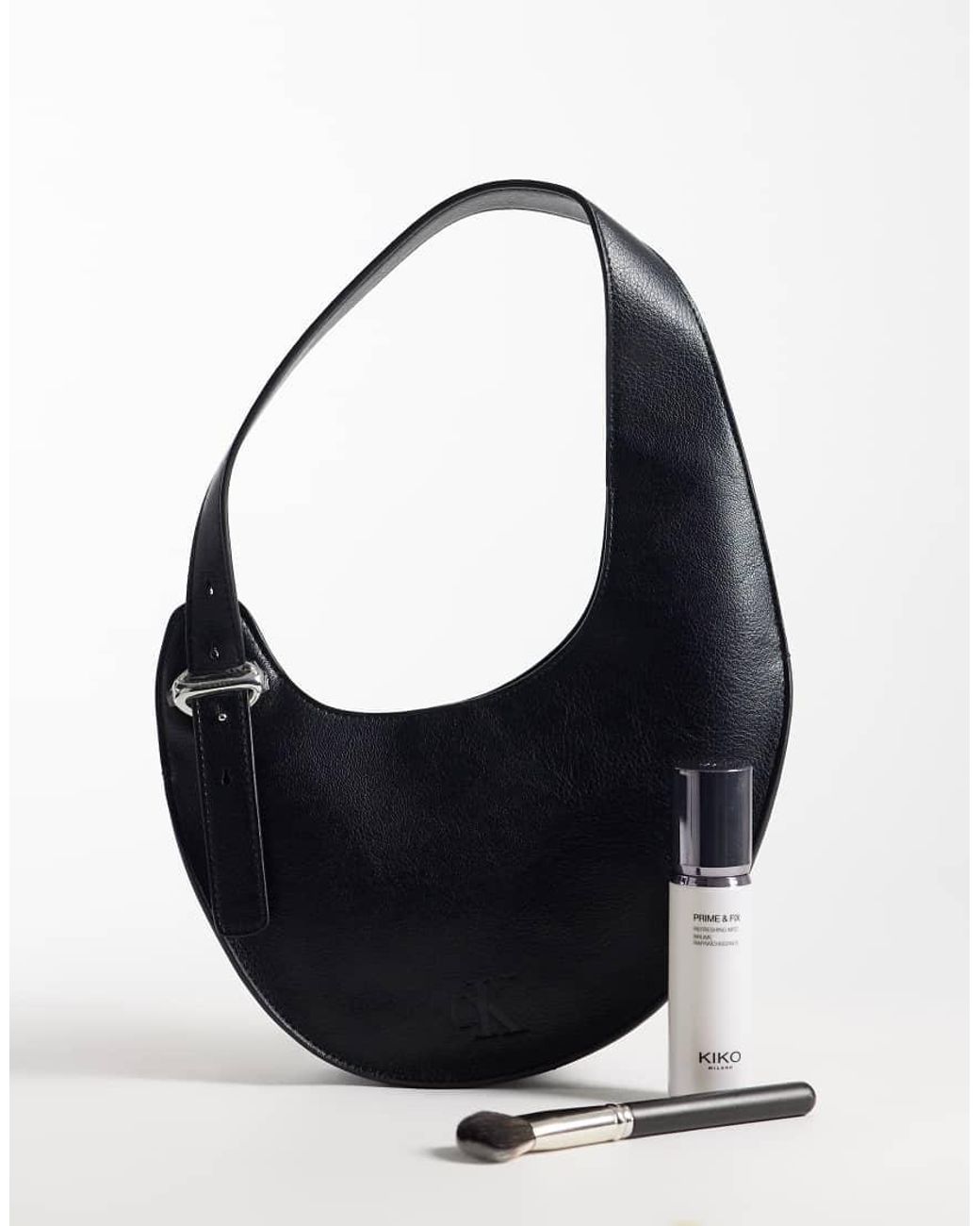 Calvin Klein Black Asymmetrical Buckle Shoulder Bag