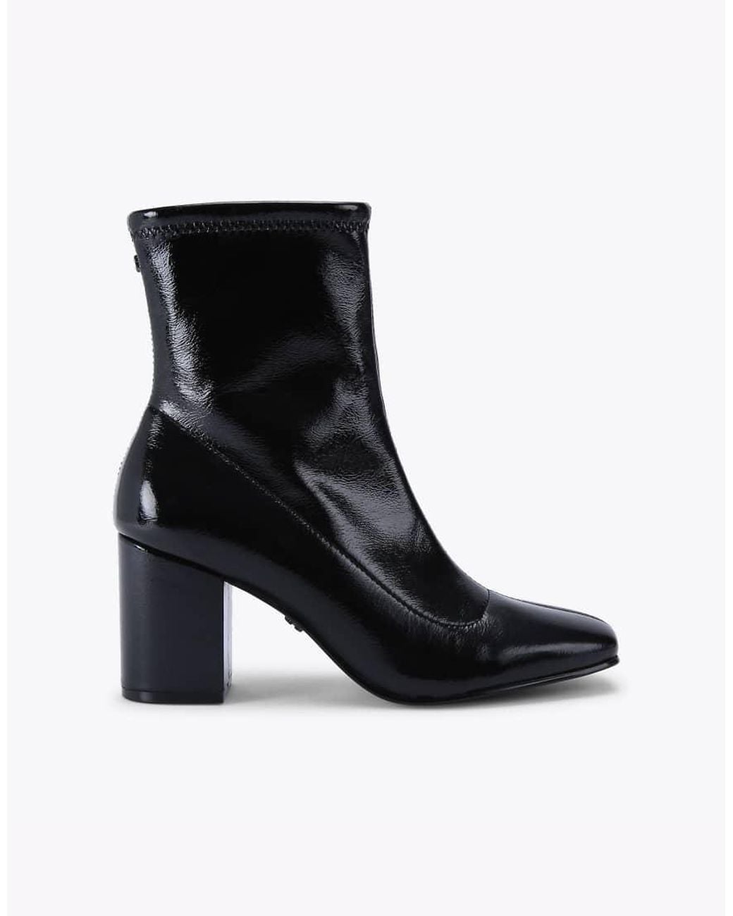 Carvela Kurt Geiger Black Strut Heeled Patent-Faux Leather Ankle Boots