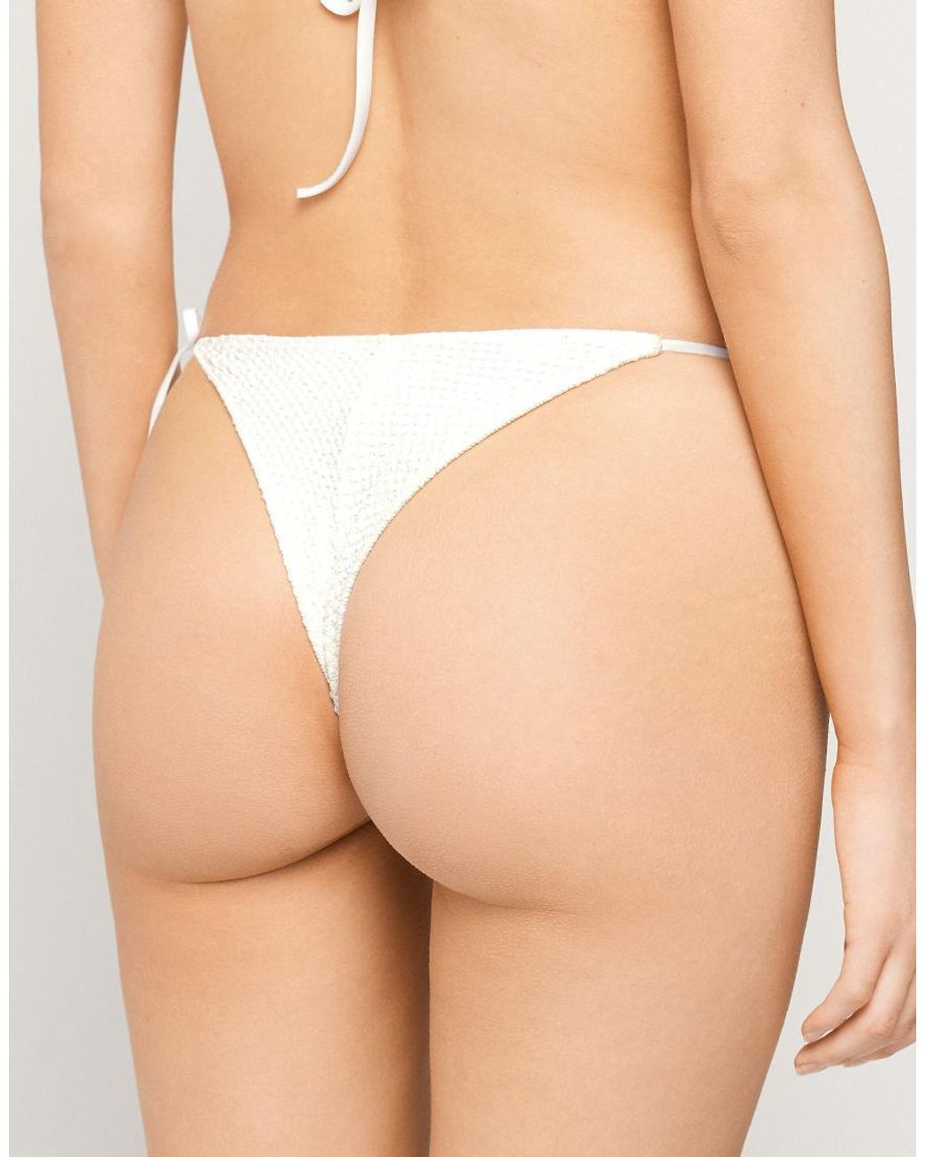 Tezenis Natural Piqué Wave Tie Brazilian Bikini Bottoms