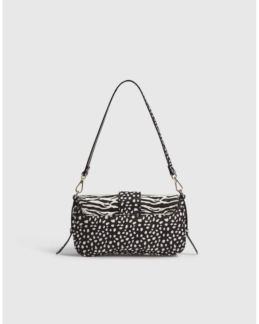 River Island White Animal Print Faux Hair On Leather Bag