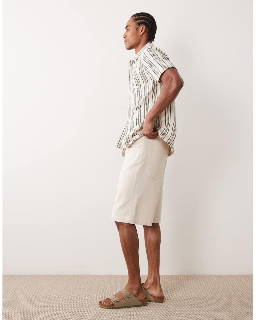 ASOS Natural Longer Length Jort for men