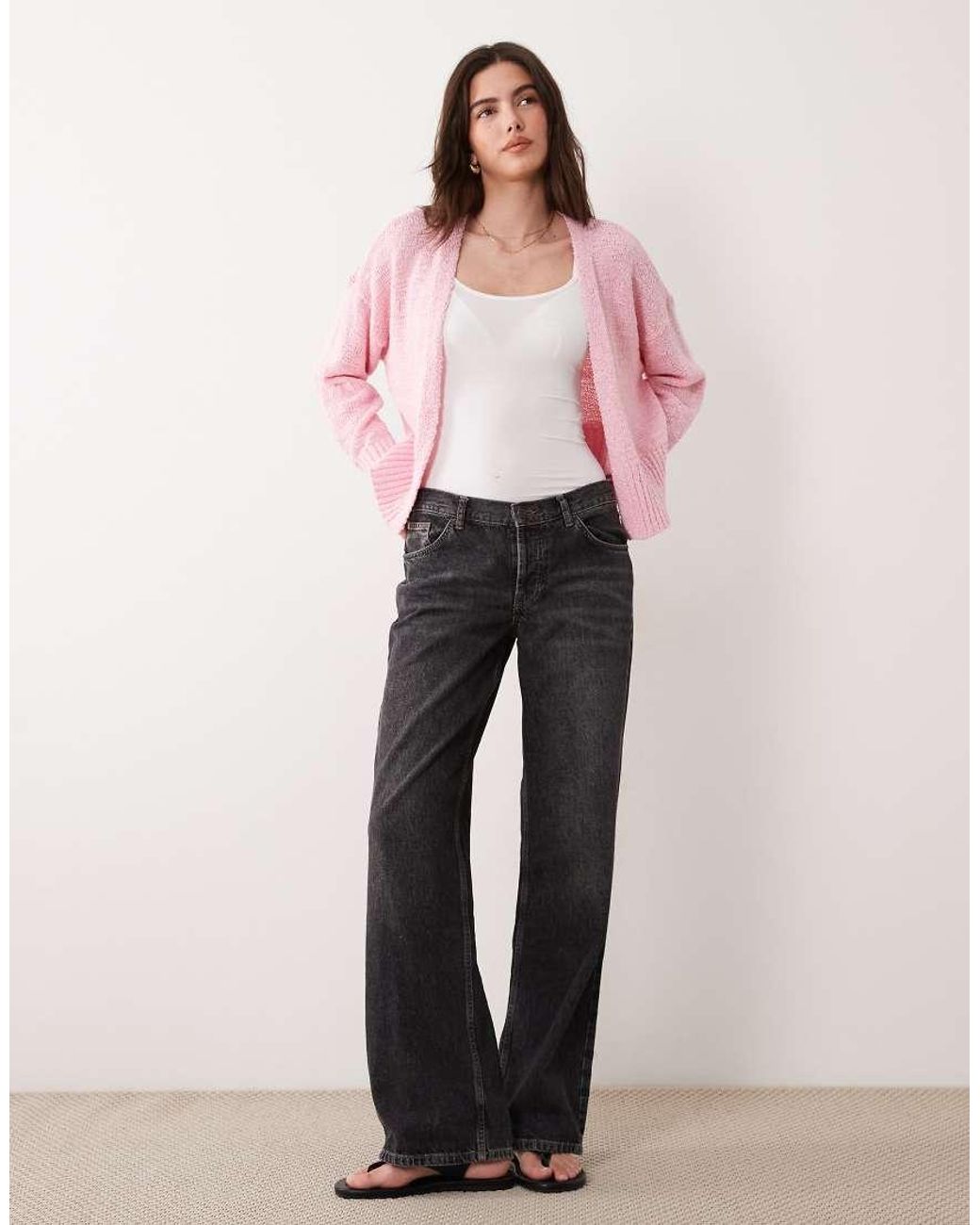 ASOS Pink Slub Edge To Edge Cardigan