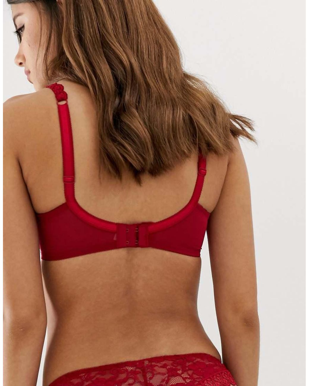 Pour Moi Red Rebel Padded Lace Plunge Bra