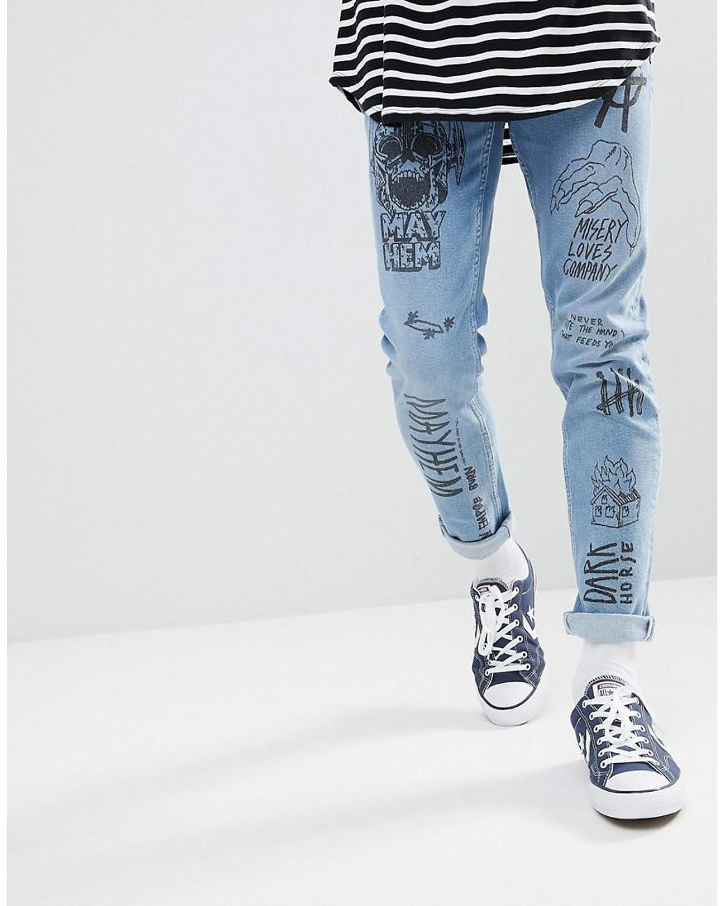 ASOS Denim Skinny Jeans In Mid Wash 