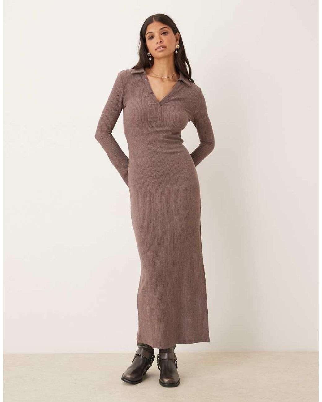 ASOS Natural Textured Shirt Midi Dress