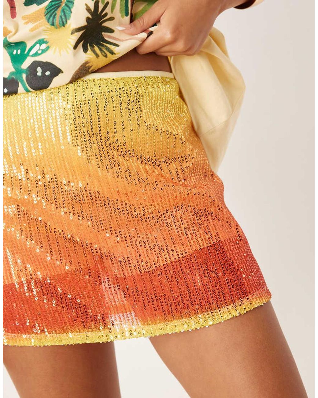 ASOS Orange Sequin Mini Skort