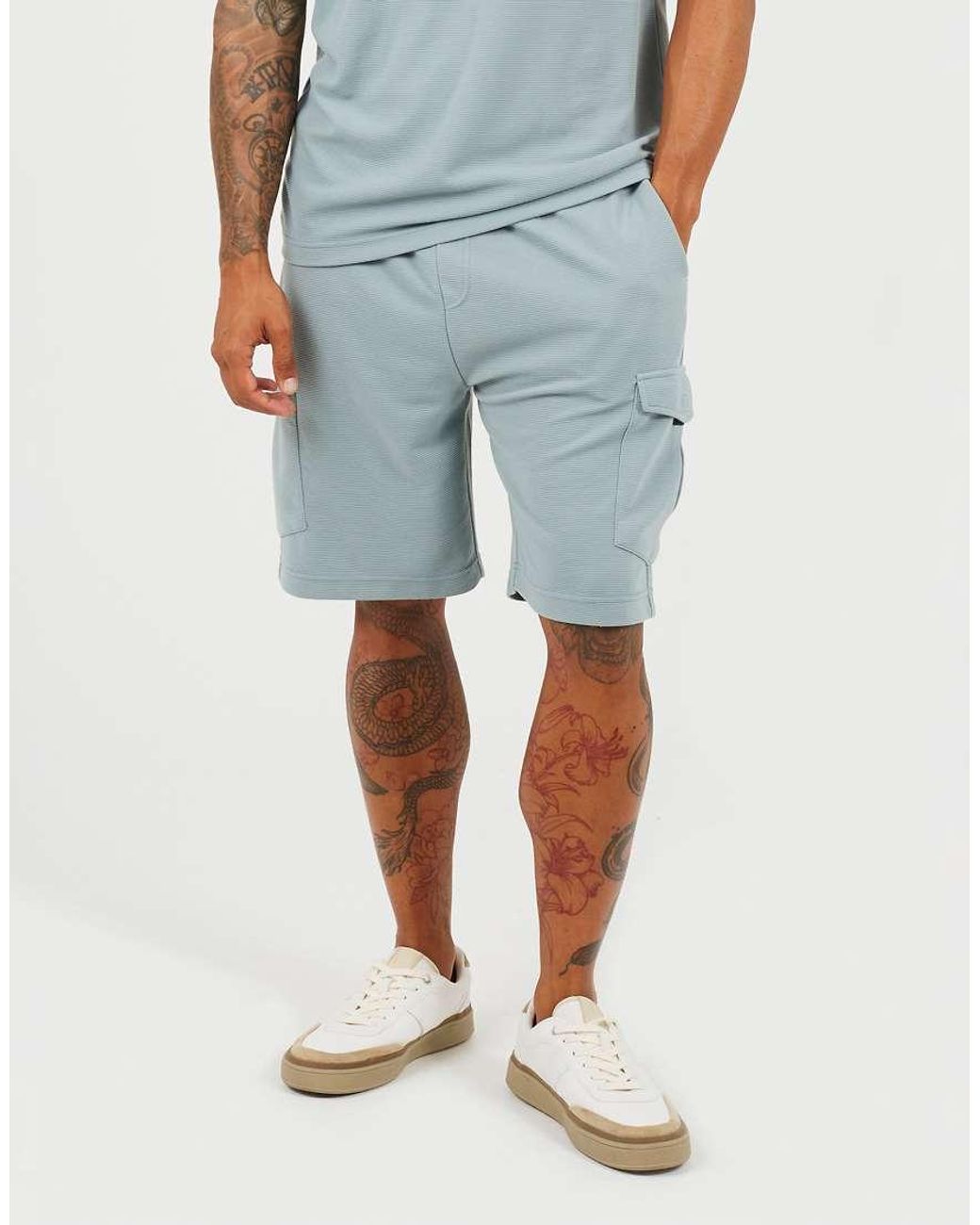 Brave Soul Gray Textured Cargo Shorts for men