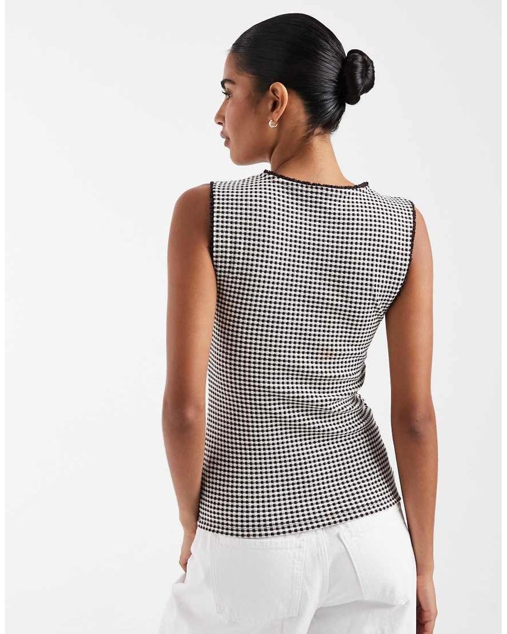 Gap Gray Gingham Checked Vest