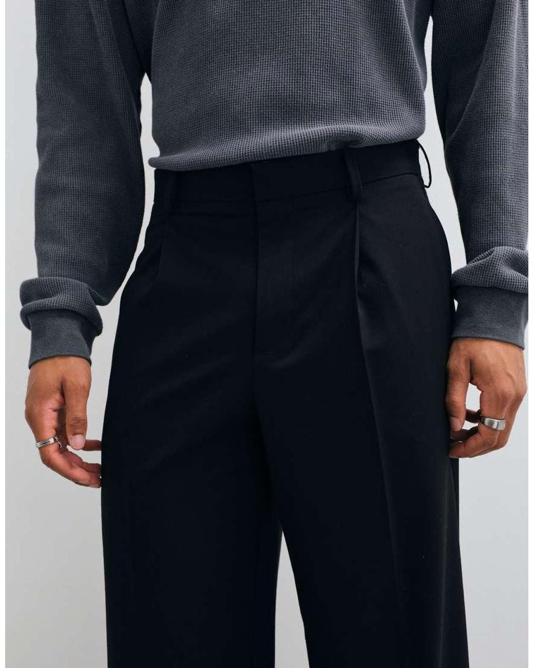 ASOS Blue Tailored Comfort Stretch Wide Leg Pants for men