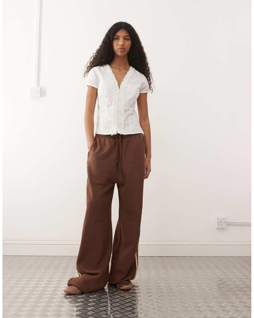 Collusion White Frill Detailing Short Sleeve Blouse