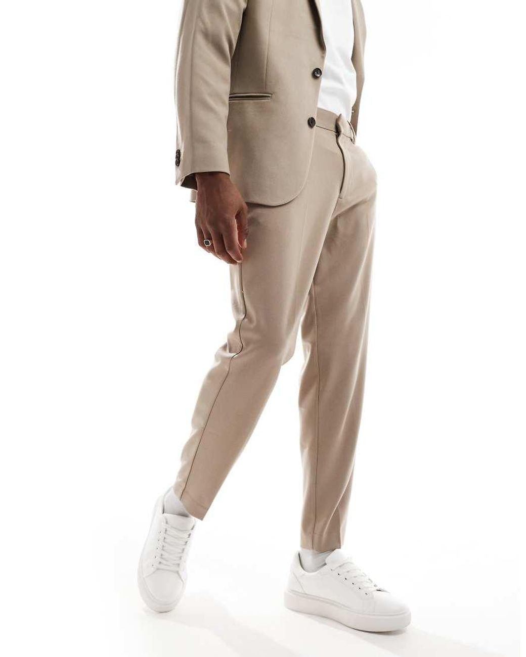ASOS White Tapered Suit Trousers for men
