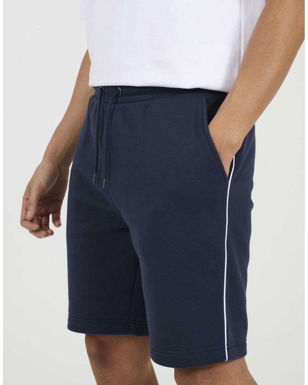 Brave Soul Blue Side Stripe Drawstring Jersey Shorts for men