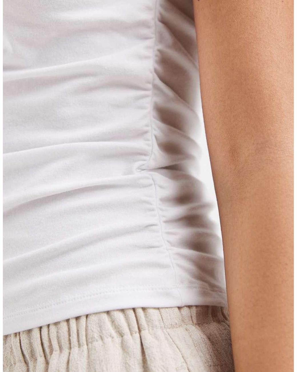 ONLY White Ruched Sleeveless Top