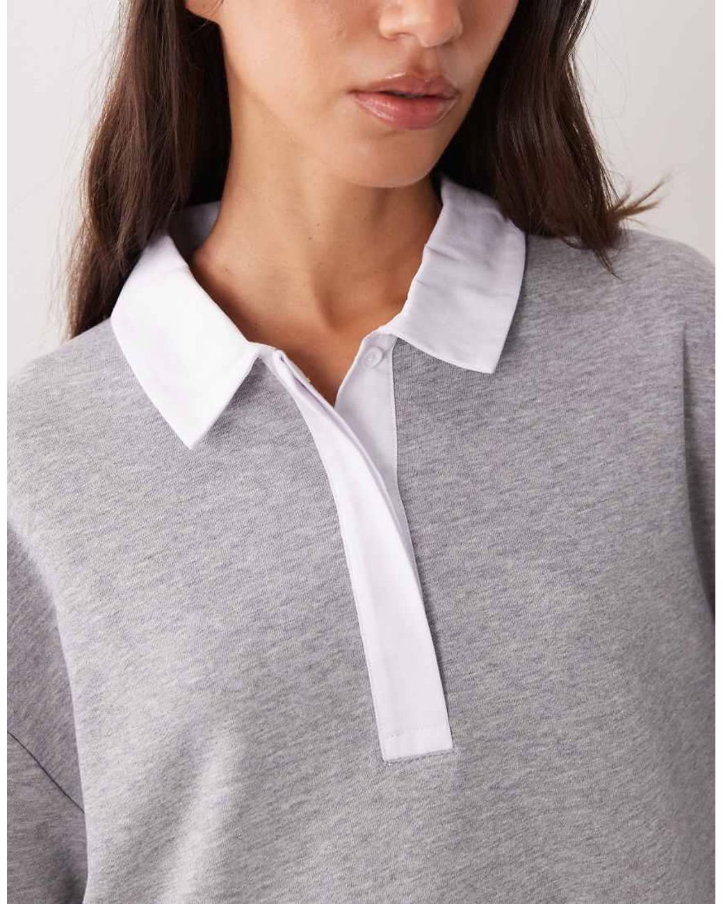 ASOS Gray Jersey Long Sleeve Peplum Henley