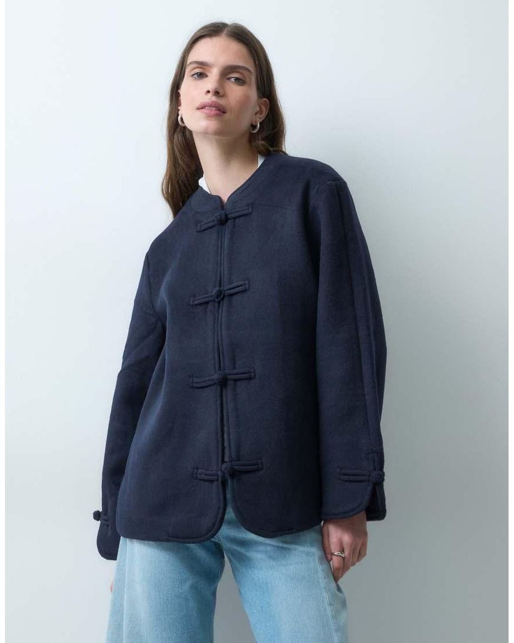 Object Blue Mandarin Style Jacket