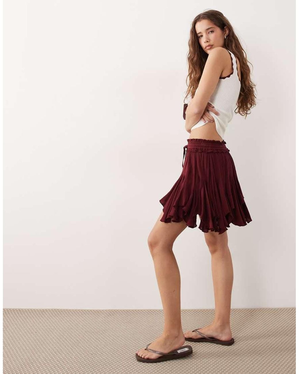 Miss Selfridge Red Hanky Hem Mini Skirt