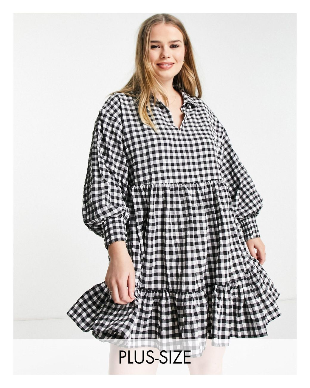 Simply Be Long Sleeve Smock Dress With 