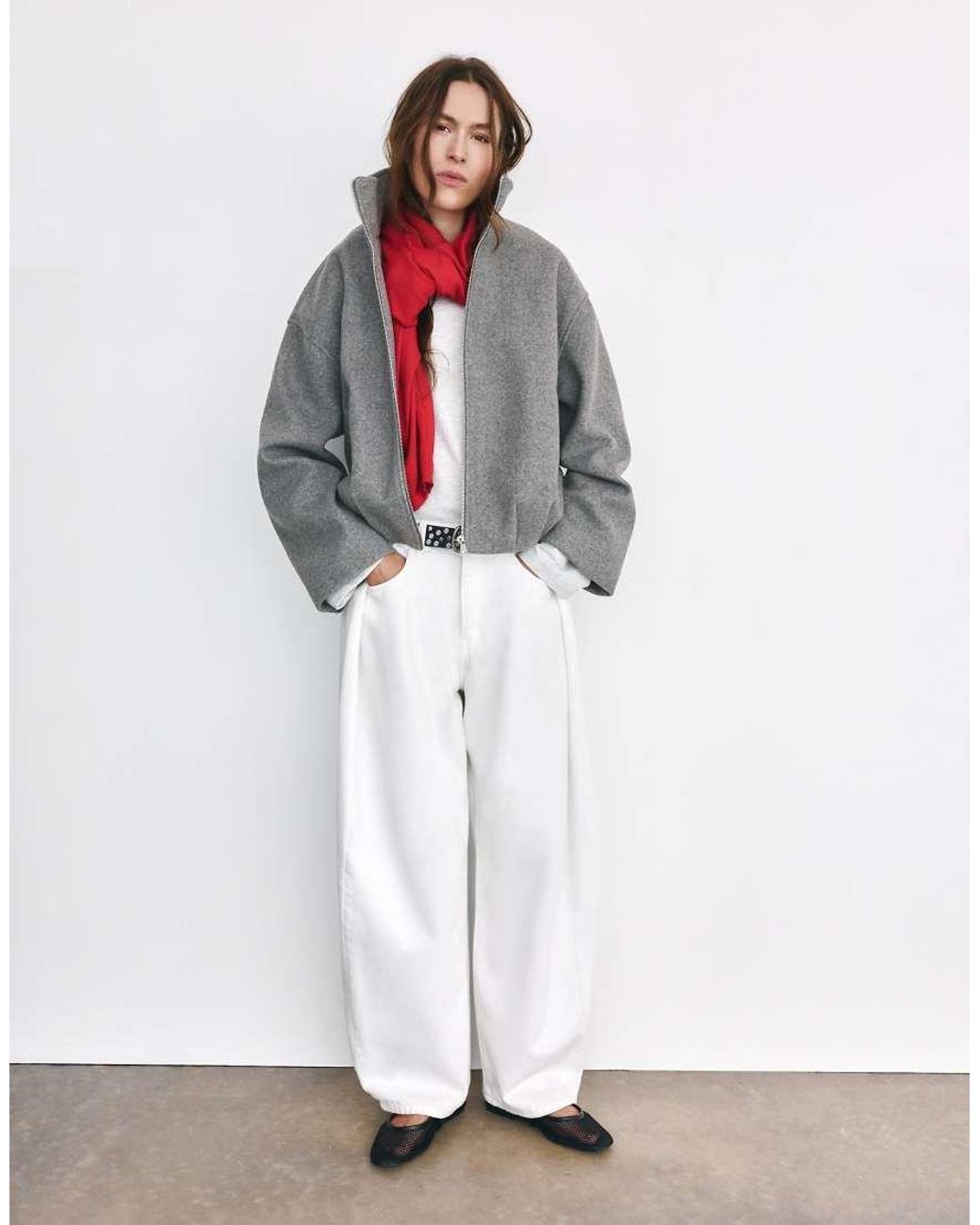 Pull&Bear Gray Wool-blend Balloon Bomber Jacket