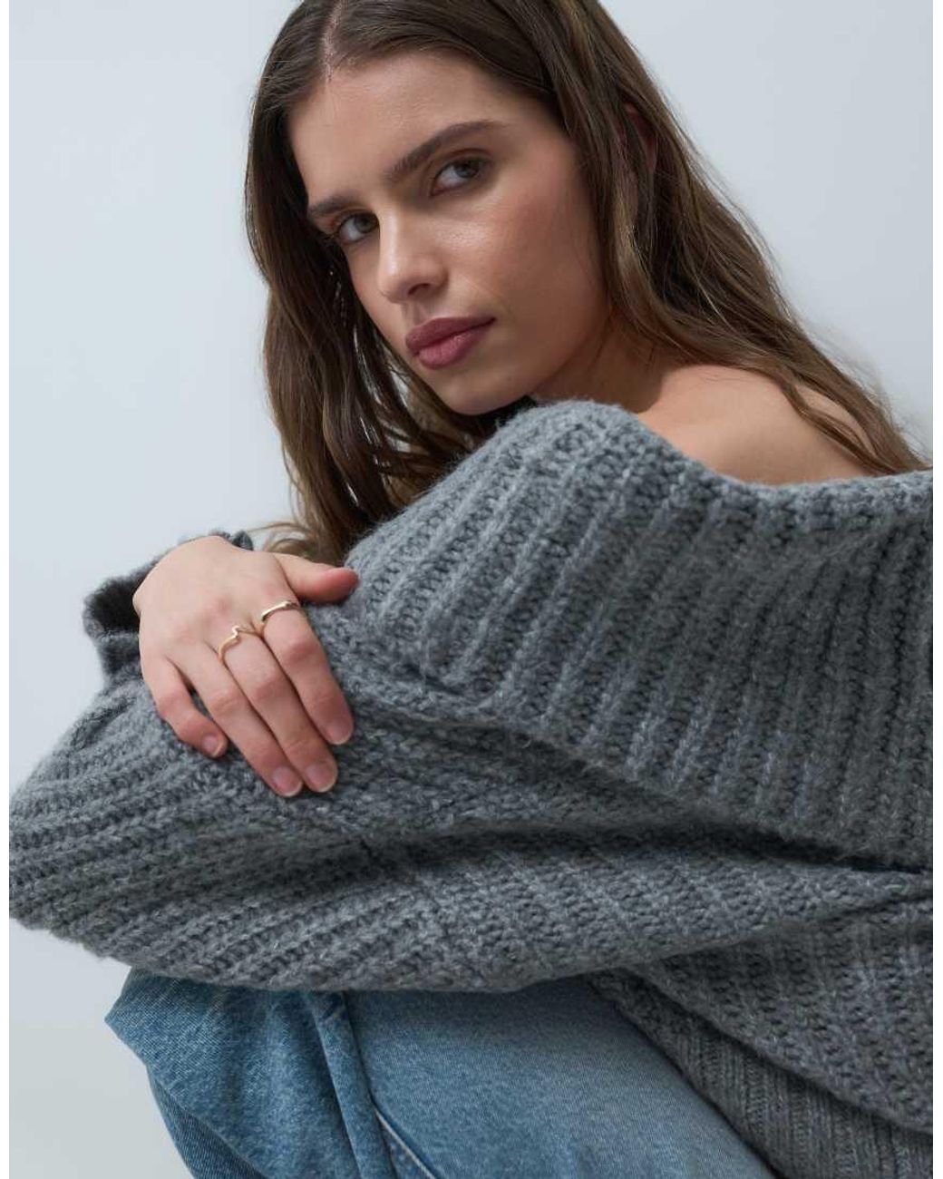 ASOS Blue Knitted Extreme Drape Jumper