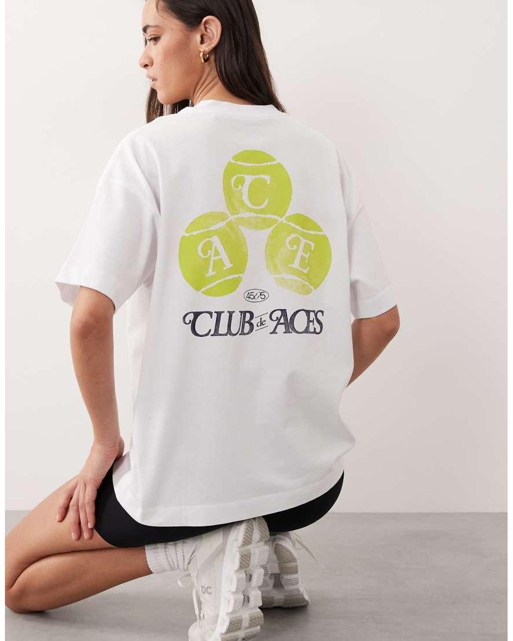 4505 White Heavyweight Cotton Oversized T-Shirt With Tennis Back Print And Quick Dry Finish