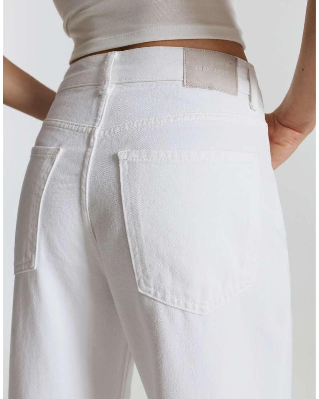 Pull&Bear White Mid-Waist Baggy Jeans